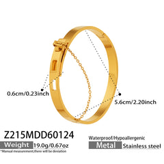 18K Gold-Plated Bamboo and Stone Detail Bangle Bracelet