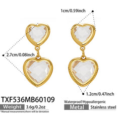 18K Gold-Plated Heart Glass Accent Jewelry