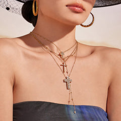18K Gold-Plated Cubic Zirconia Cross Necklace