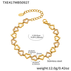 18K Gold-Plated Cubic Zirconia Heart Necklace & Bracelet