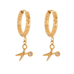18K Gold-Plated Cubic Zirconia Charm Hoop Designs