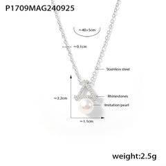 Pearl-Look Triangle Pendant Necklace