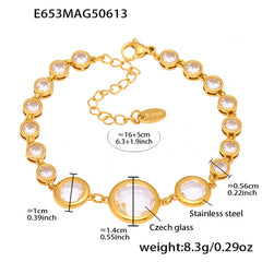 Gold-Tone Colored Glass Link Bracelet
