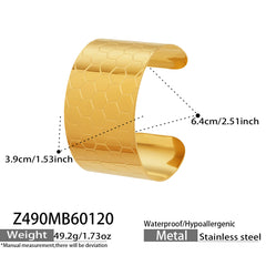 18K Gold-Plated Wide Textured Cuff Bracelets