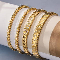 Cubic Zirconia Textured Bangle Bracelets