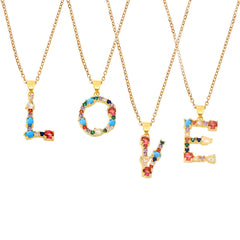 Color Cubic Zirconia Initial Pendant Charm
