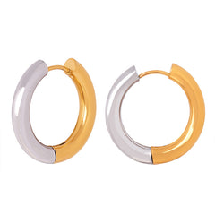 Two-Tone Rounded Hoop Earrings