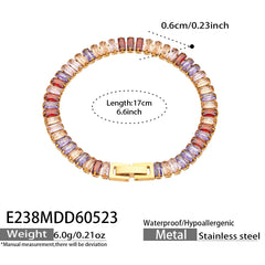 Colorful Cubic Zirconia Tennis Bracelet & Necklace
