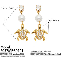 18K Gold-Plated Ocean Charm Drop Earrings