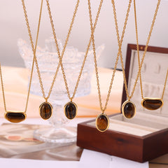 Tiger Eye Geometric Pendant Necklace Designs