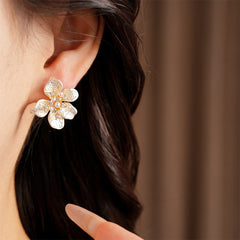 Nicolette Vintage-Inspired Pearl Floral Stud Earrings