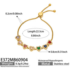 Adjustable Cubic Zirconia Heart Bracelet