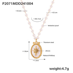 Mother-of-Pearl Starburst Faux Pearl Necklace