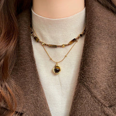 Camille Vintage-Inspired Tiger-Eye Layered Necklace