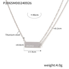 Minimalist Engraved Rectangular Tag Necklace