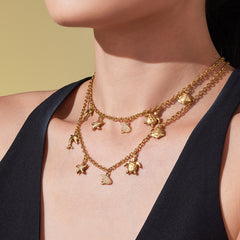 18K Gold-Plated Ocean Charm Necklace and Bracelet