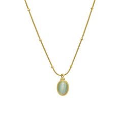 Oval Cat-Eye-Look Pendant Necklace