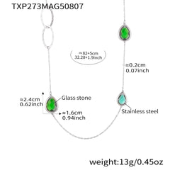 Faceted Glass Long Link Necklace