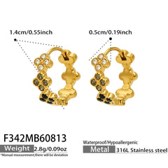 Cubic Zirconia Clover Hoop Earrings