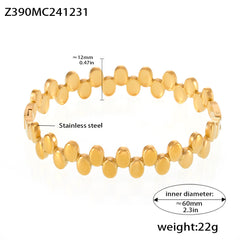 18K Gold-Plated Polished Disc Link Bangle