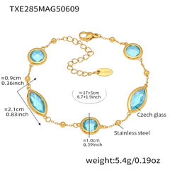Gold-Tone Faceted Glass Link Bracelet