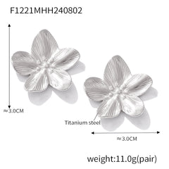 18K Gold-Plated Textured Flower Stud Earrings