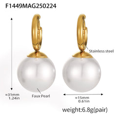 18K Gold-Plated Pearl-Look or Cubic Zirconia Earrings
