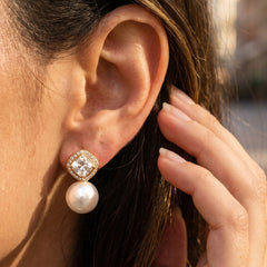 18K Gold-Plated Cubic Zirconia Pearl-Look Drops