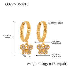 Cubic Zirconia Butterfly Charm Earrings