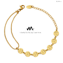 Smiley Face Disc Chain Bracelet