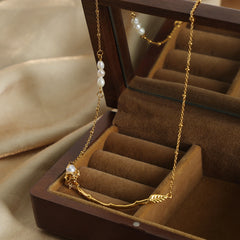 Freshwater Pearl Rose Accent Necklace