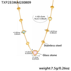18K Gold-Plated Heart Glass Chain Necklace