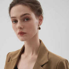 Daphne Tiger-Eye Teardrop Stud Earrings