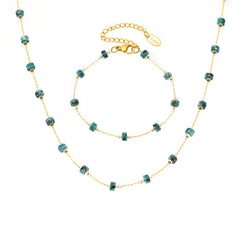Natural Stone Bead Necklace and Bracelet