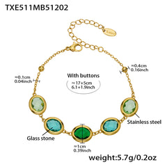 Faceted Oval Glass Stone Necklace, Bracelet & Earrings