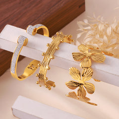 Sculptural Geometric Open Cuff Bracelet