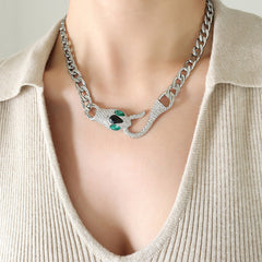 Stone-Accent Snake Head Chain Necklace