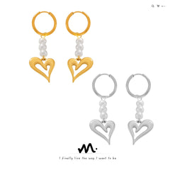 18K Gold-Plated Pearl-Look Heart Drop Earrings