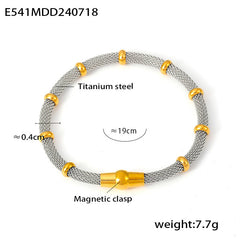 18K Gold-Plated Bamboo-Texture Round Bracelet