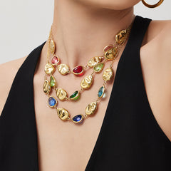 Faceted Color Glass Pendant Necklace