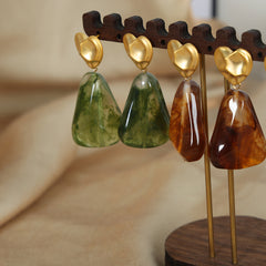 Resin Stone-Look Drop Earrings