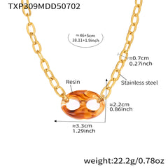 Resin Oval Link Pendant Necklace