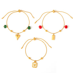 18K Gold-Plated Agate Charm Bracelet