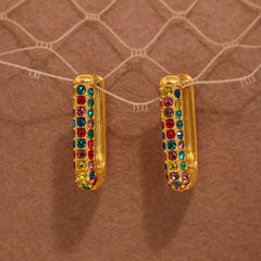 Turquoise & Cubic Zirconia Hoop Earrings