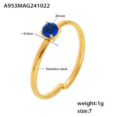 Color Cubic Zirconia Solitaire Open Ring