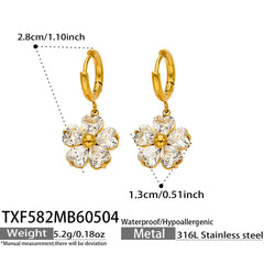Five-Petal Cubic Zirconia Flower Jewelry