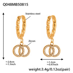 Cubic Zirconia Double Loop or Teardrop Earrings