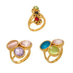 Colorful Glass Stone Cluster Ring