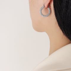 Stone-Set Multi-Row Hoop Earrings
