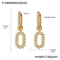 Cubic Zirconia Geometric Drop Earrings